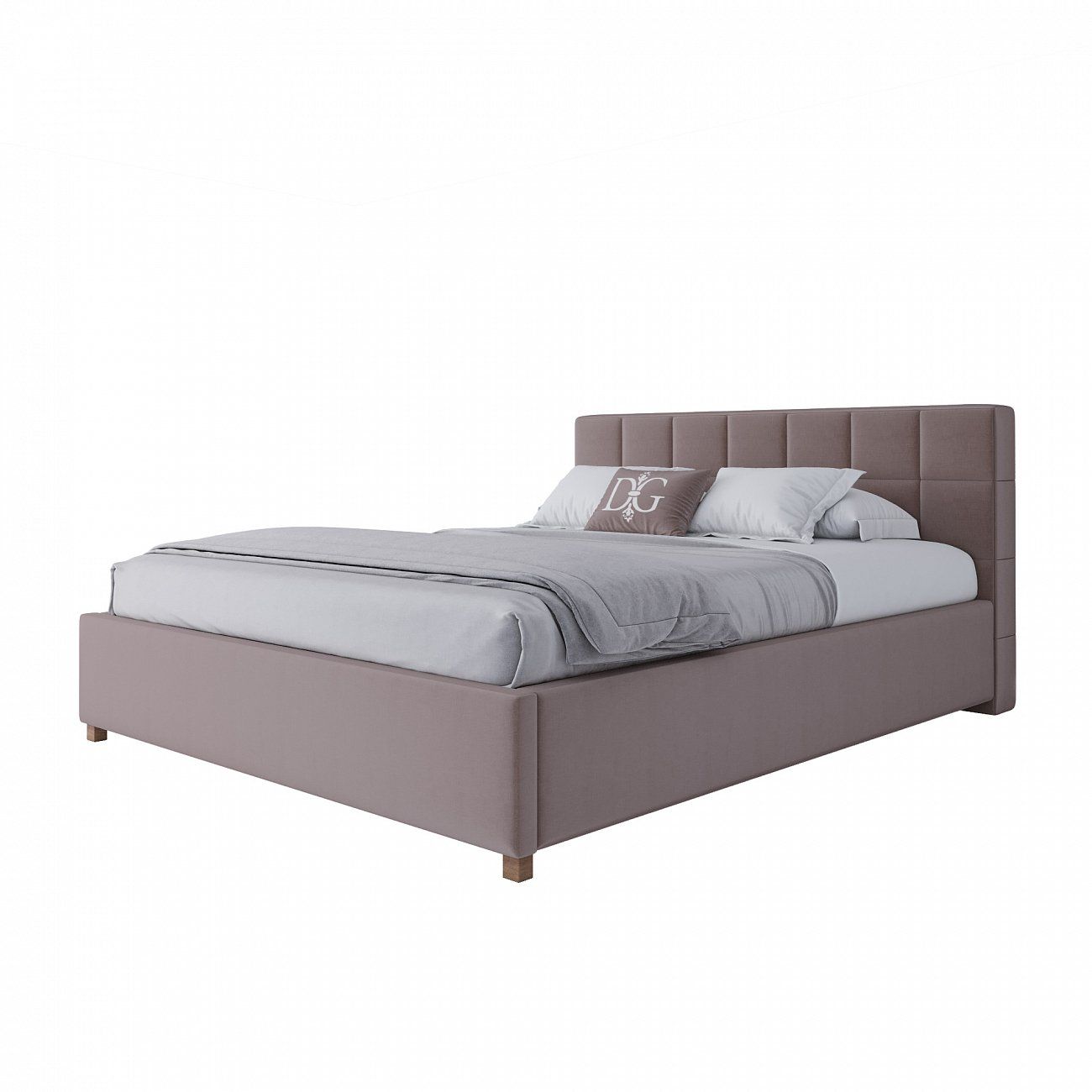 Double bed with upholstered headboard 160x200 cm dusty rose Wales