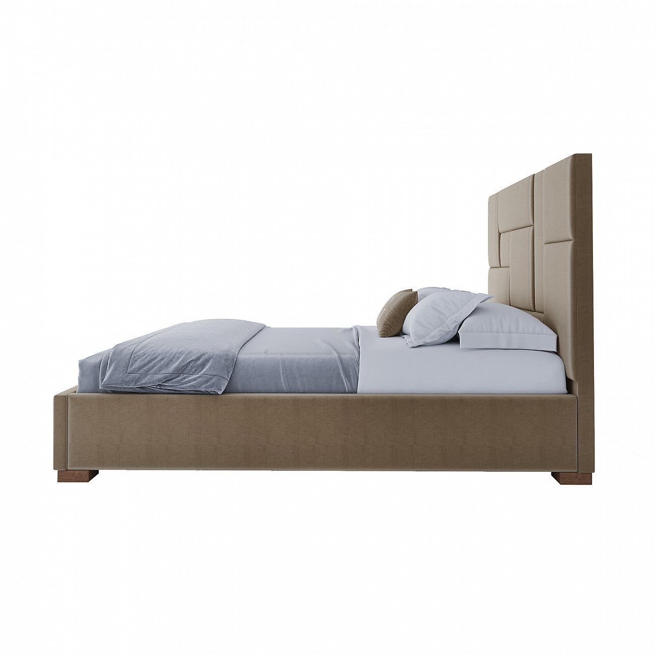 Double bed with upholstered headboard 160x200 cm beige Wax
