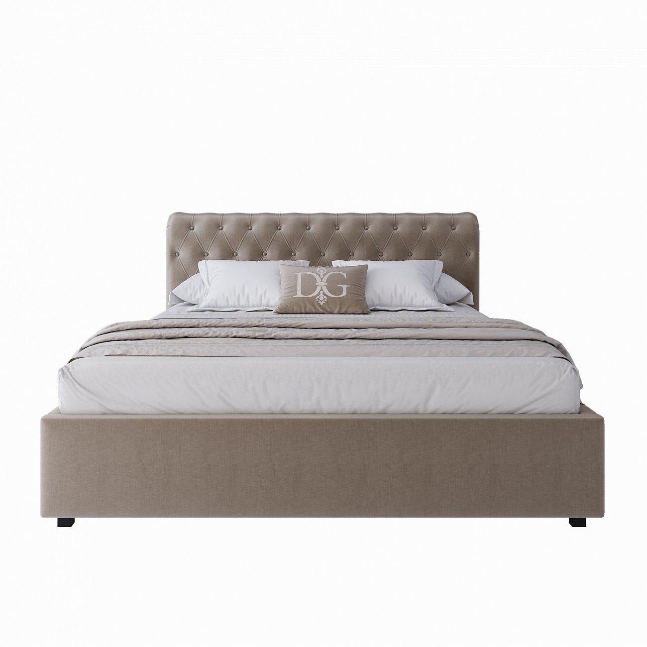 Double bed 160x200 beige velour Sweet Dreams