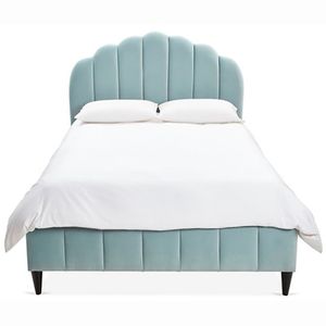 Double bed 180x200 cm blue Sutton Scalloped