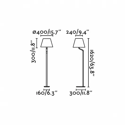 Floor lamp without lampshade Eterna chrom 24009
