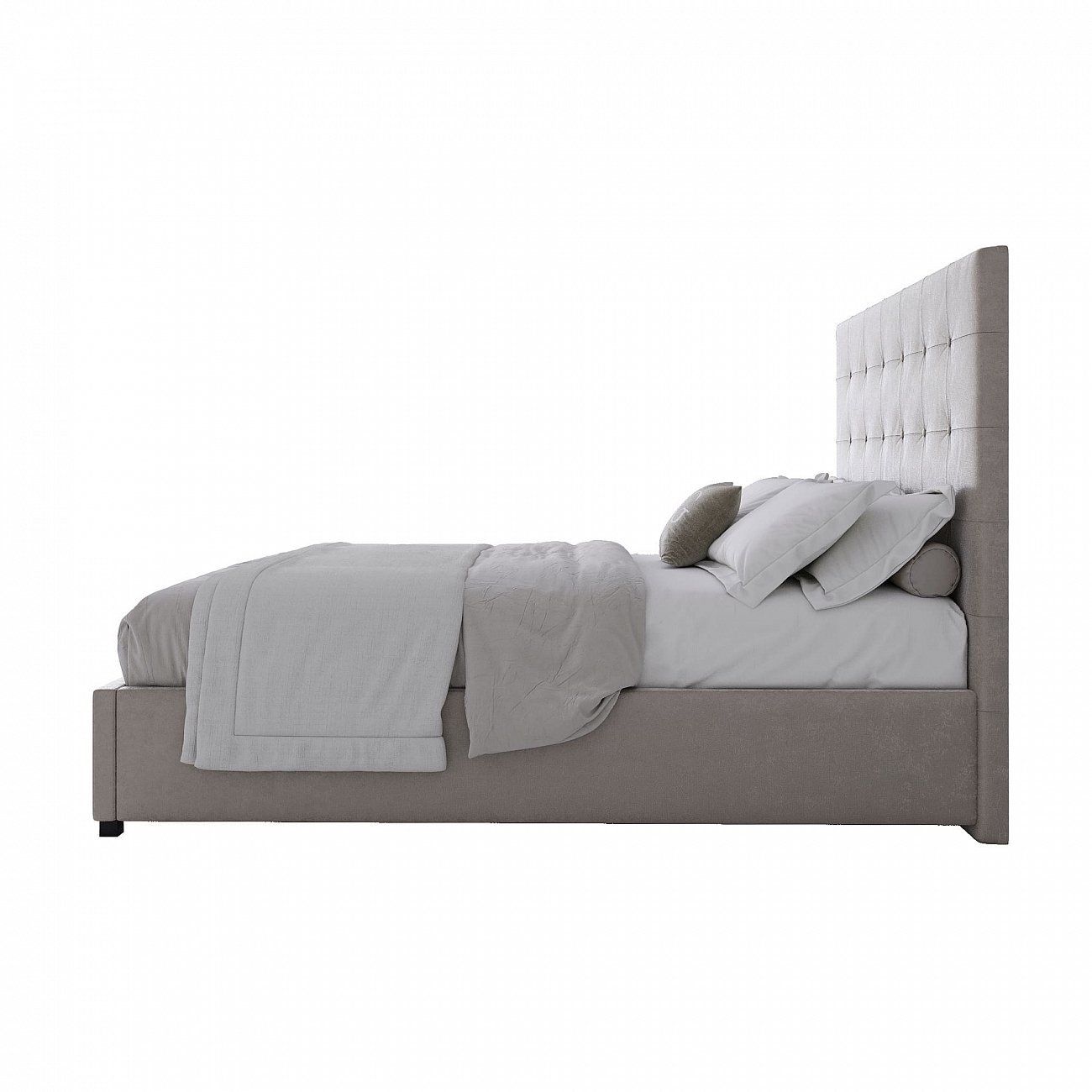 Teenage bed with a soft backrest 140x200 cm light beige Royal Black