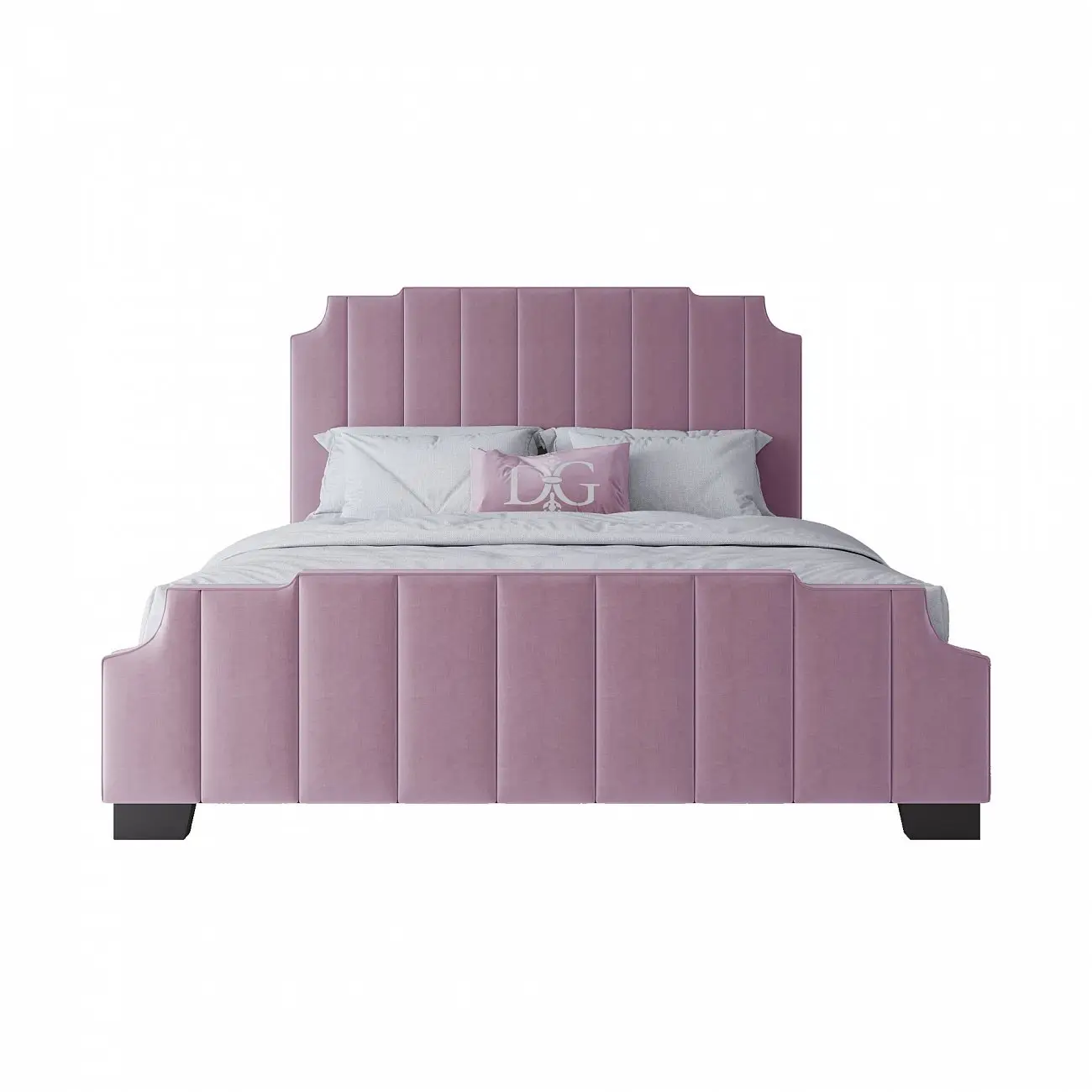 Кровать двуспальная с мягким изголовьем 180х200 см светло-розовая Bony