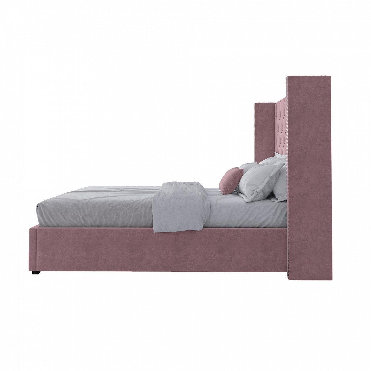 Кровать полутораспальная подростковая с гвоздиками 140х200 см пыльная роза Wing