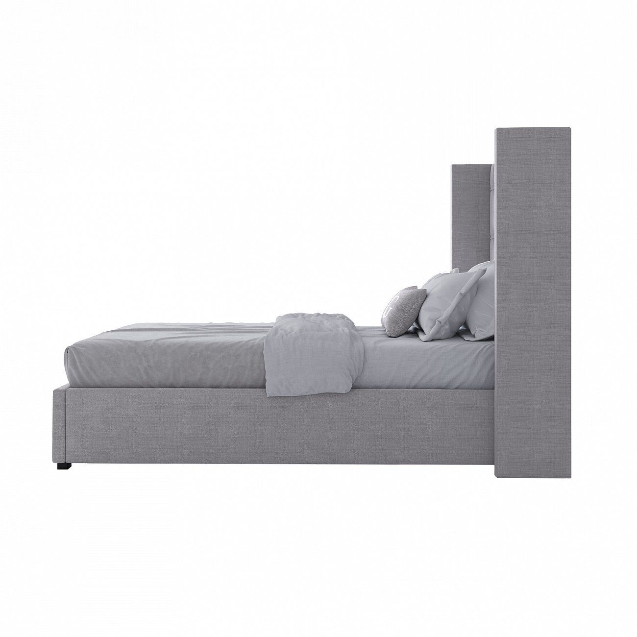 Single bed 90x200 cm Wing-2 light gray linen P