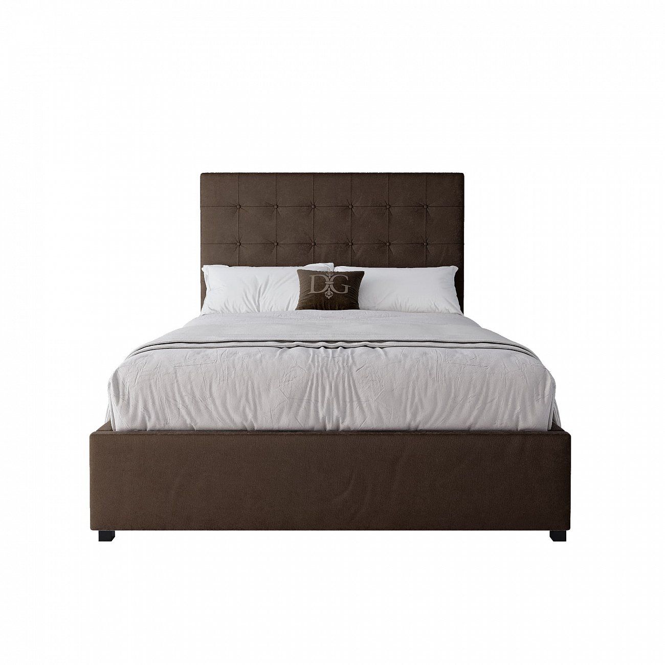 Teenage bed with upholstered headboard 140x200 cm dark brown Royal Black