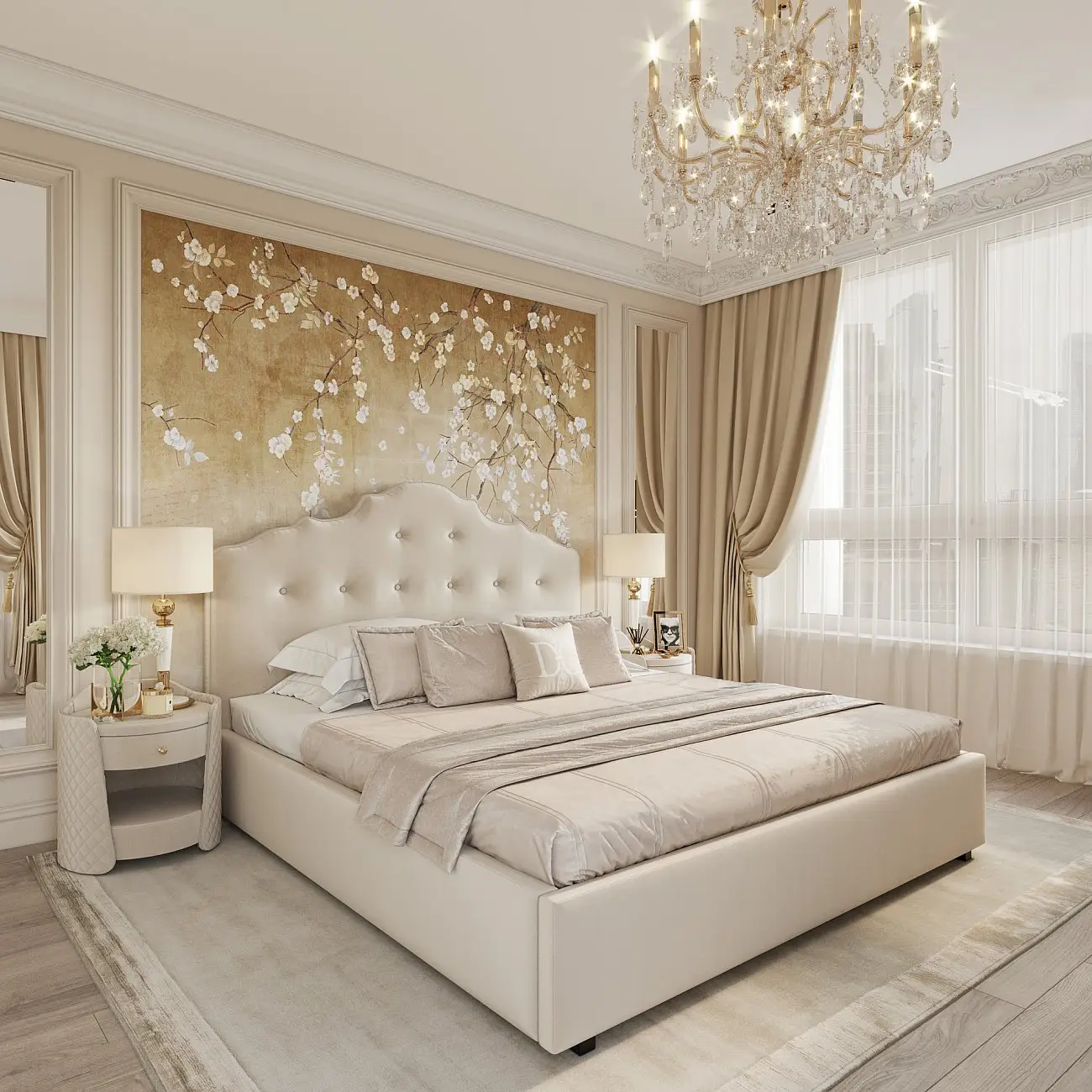 Euro bed 200x200 cm light beige Palace