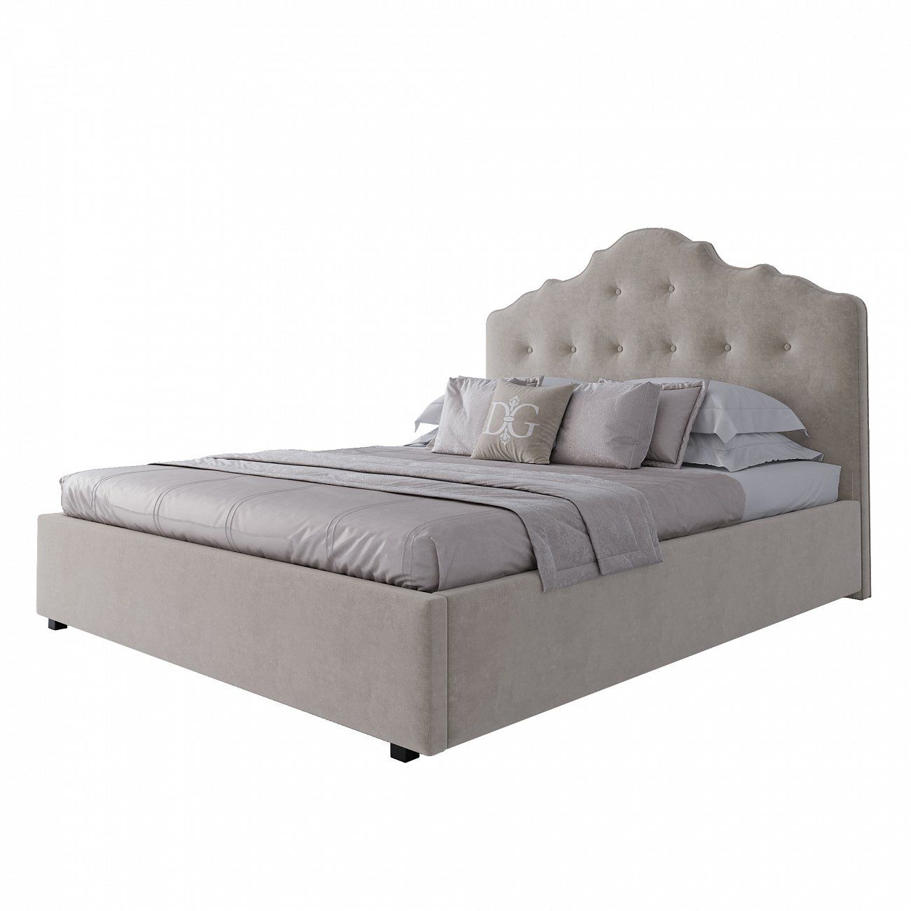 Double bed 160x200 light beige Palace