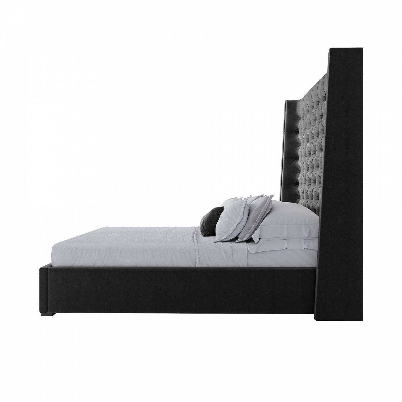 Кровать двуспальная с мягким изголовьем 160х200 см черная Jackie King