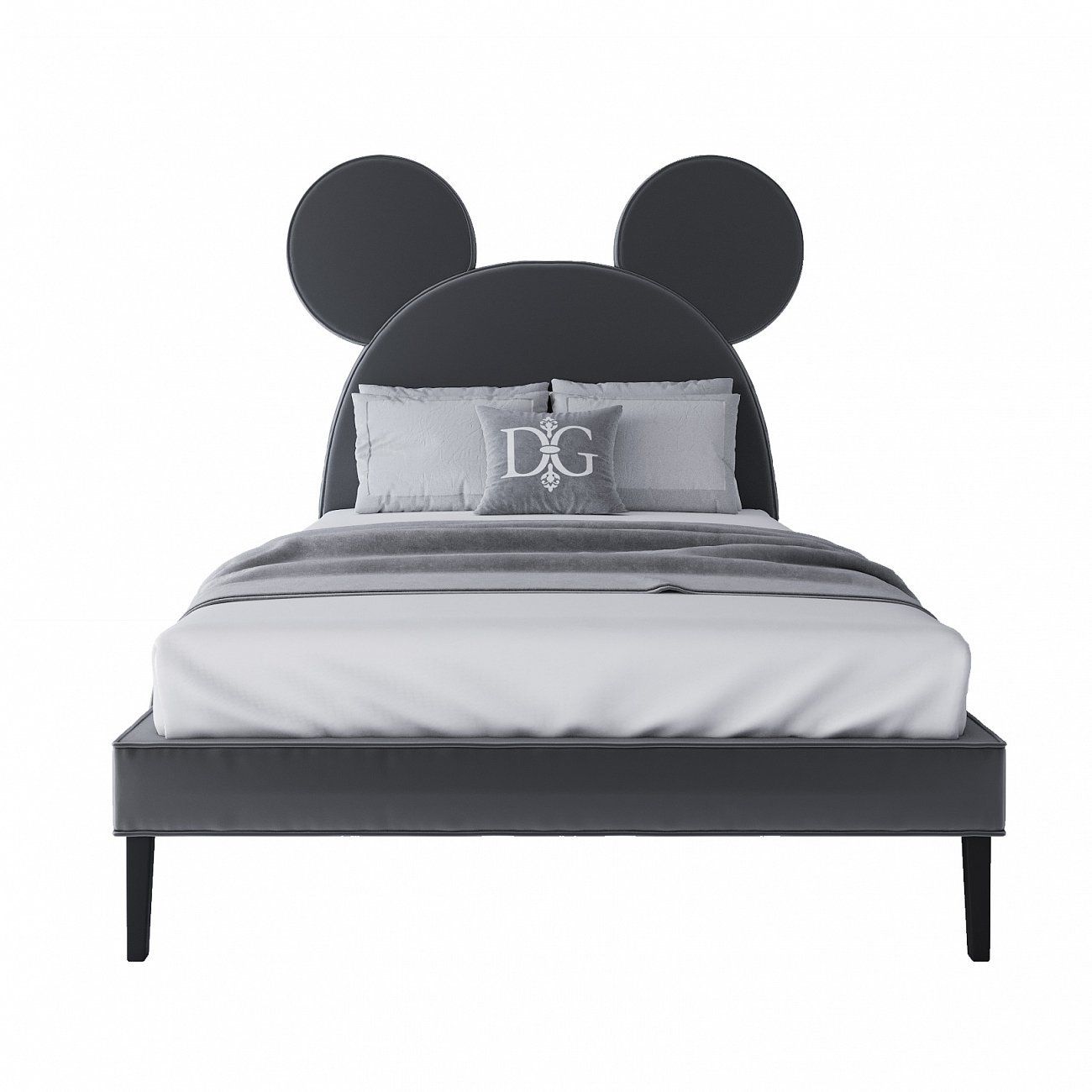 Double bed 160x200 cm black Mickey Mouse