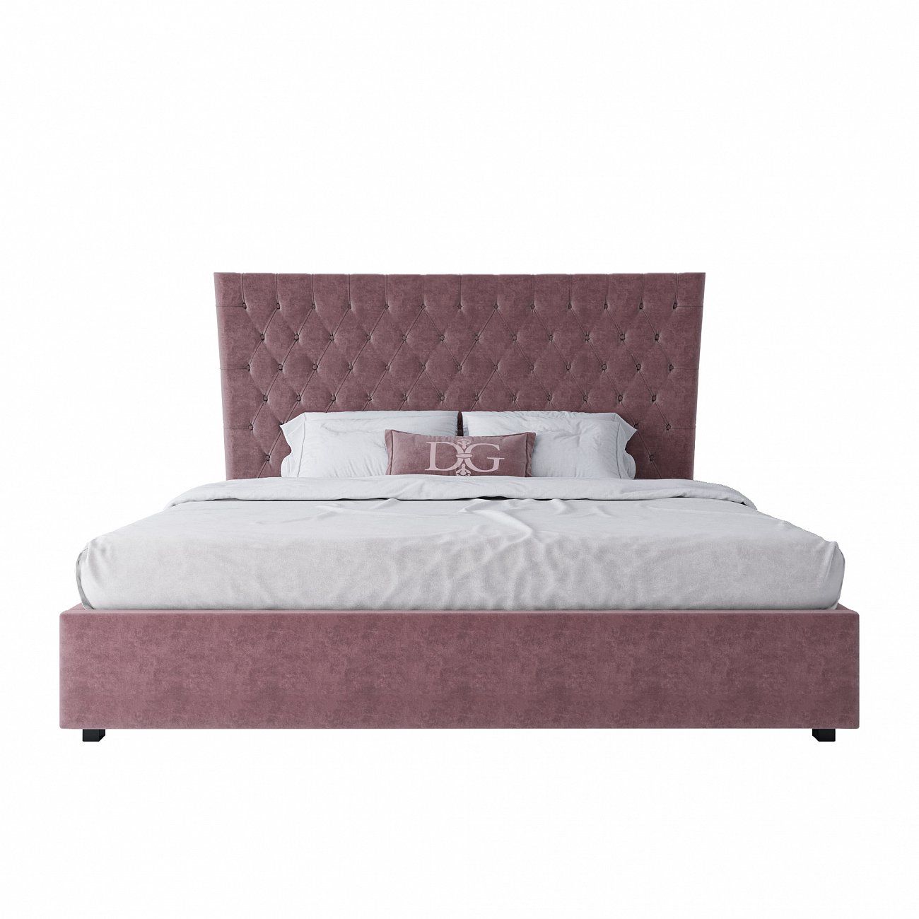 Euro bed with upholstered headboard 200x200 cm dusty rose QuickSand