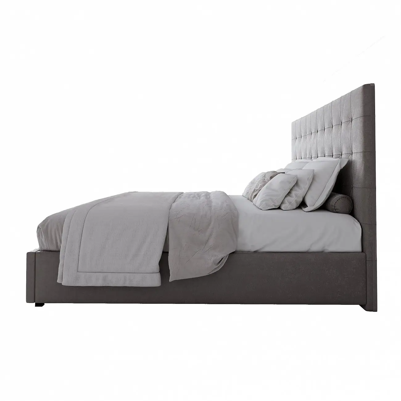 Кровать Royal Black евро с мягким изголовьем 200х200 см светло-коричневая