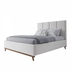 Кровать двуспальная с мягким изголовьем 160х200 см белая Carter Snowfall