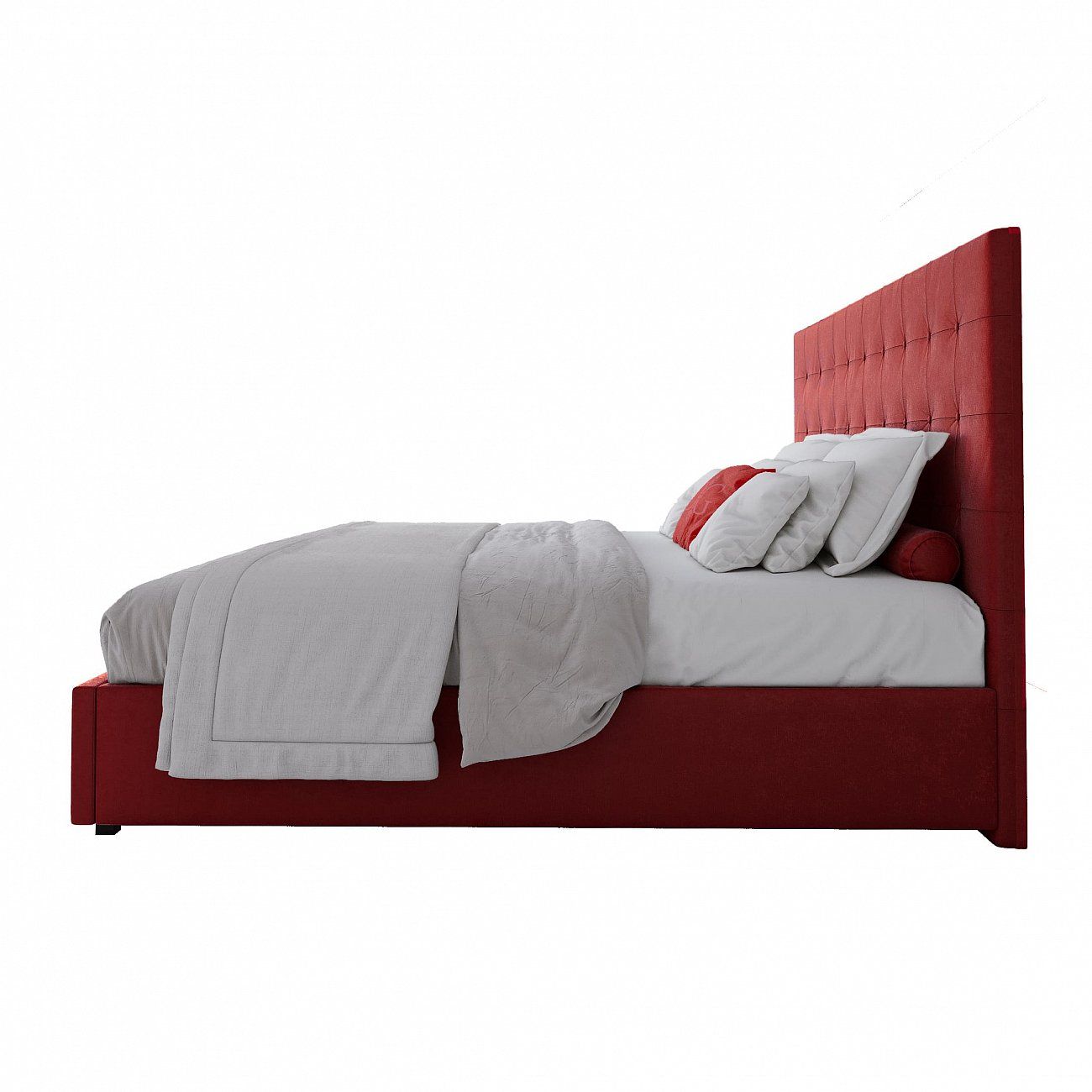 Double bed with upholstered headboard 180x200 cm red Royal Black