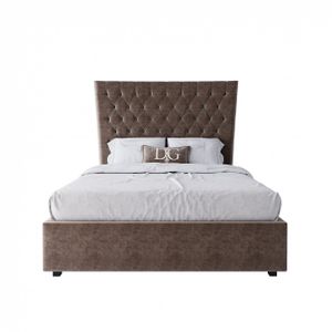 Кровать подростковая с каретной стяжкой 140х200 серо-коричневая QuickSand