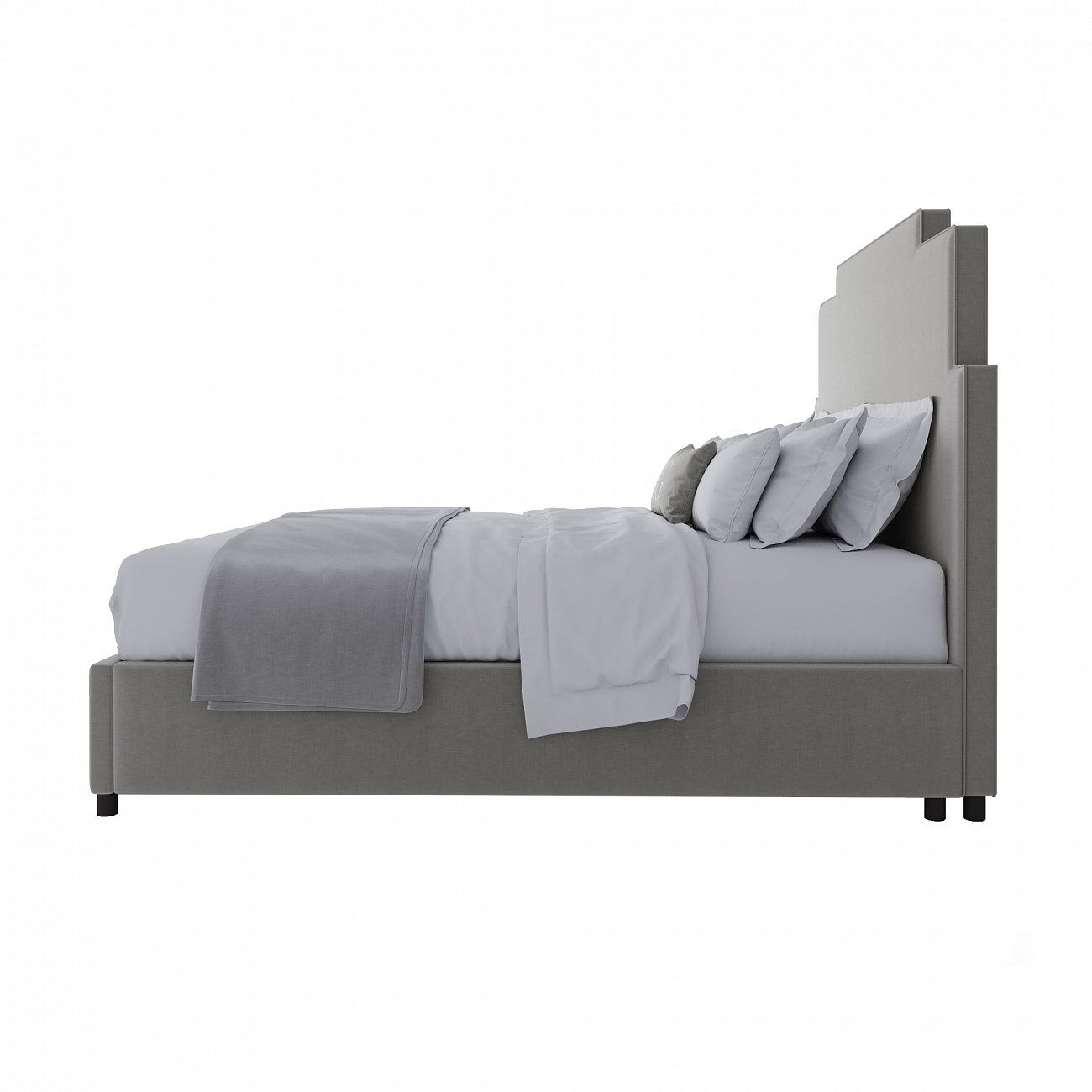 Кровать двуспальная 160х200 серая Paxton Gray Linen