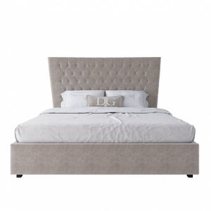 Кровать двуспальная с мягким изголовьем 180х200 см светло-бежевая QuickSand