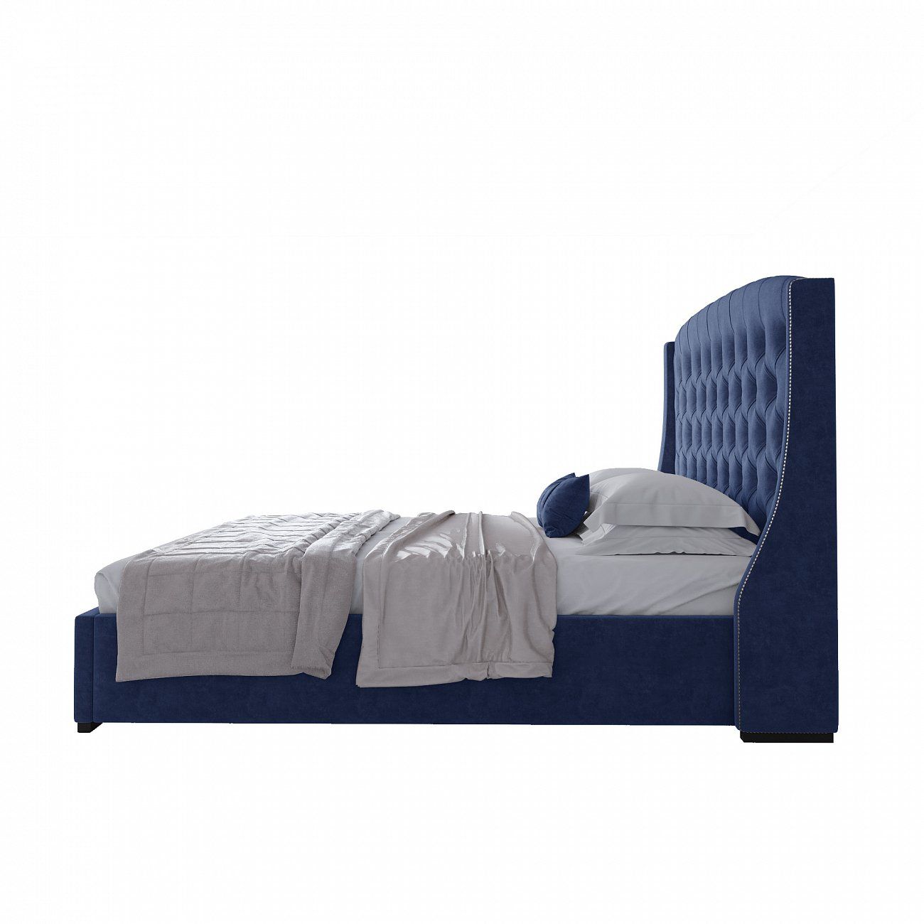 Double bed with upholstered headboard 180x200 cm blue Hugo