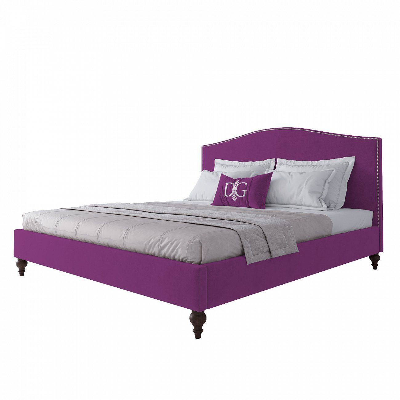 Кровать двуспальная 180х200 см фиолетовая Fleurie