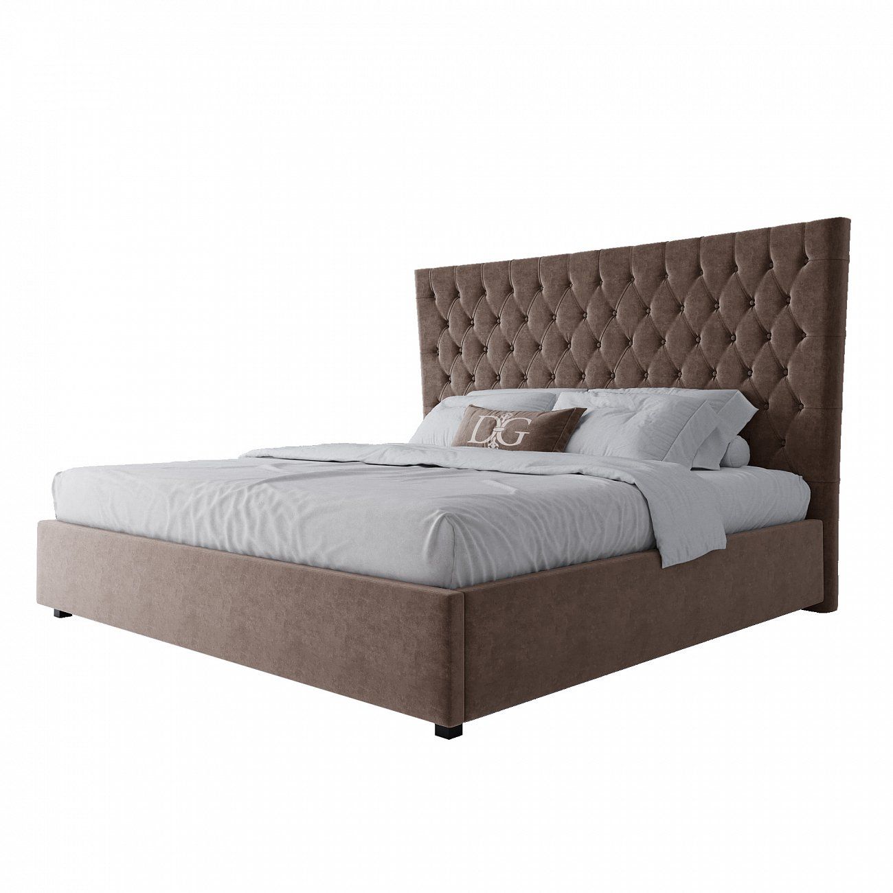 Euro bed with upholstered headboard 200x200 cm grey-brown QuickSand