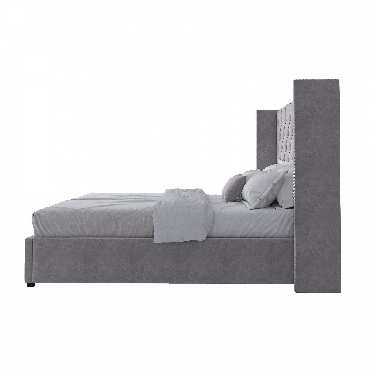 Double bed 160x200 cm with carnations gray-beige Wing