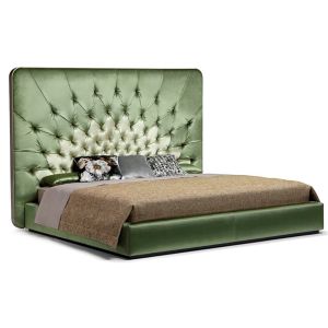 Кровать односпальная с мягким изголовьем 90х200 см зеленая Vertigo