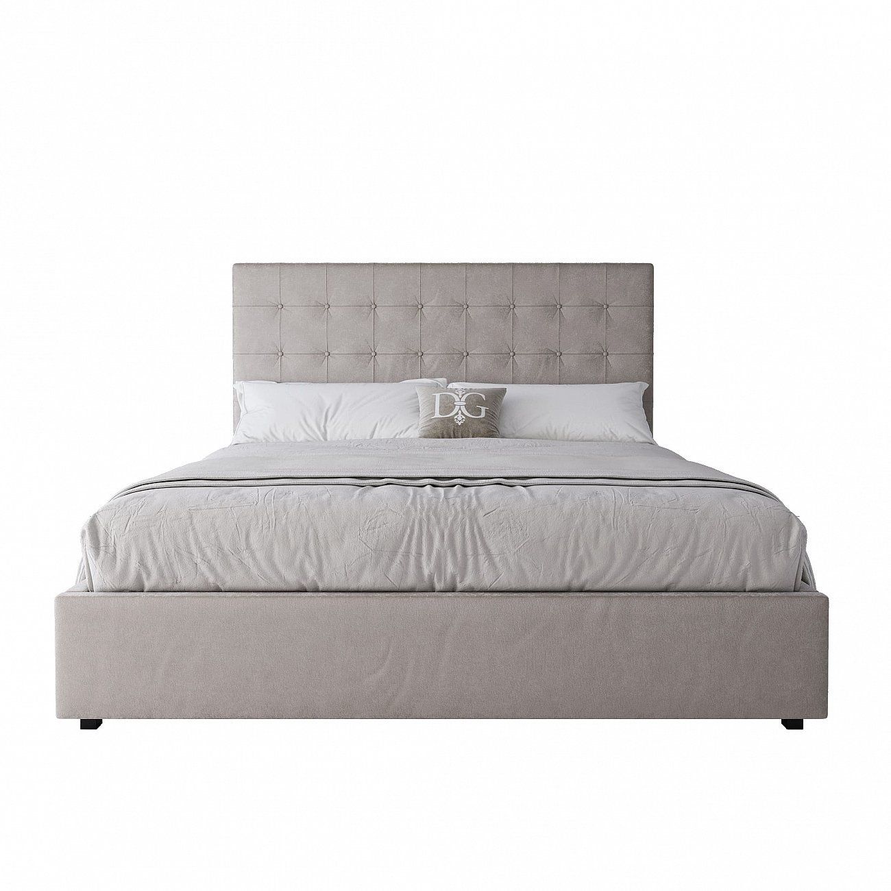 Кровать двуспальная с мягким изголовьем 180х200 см светло-бежевая Royal Black