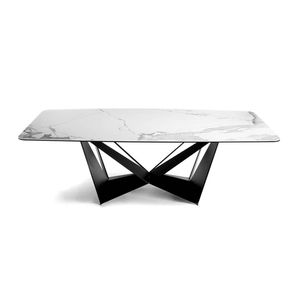 Стол обеденный керамический CT2061-RE-MARMOL Negro /1053 черные ножки 220 x 120 x 75