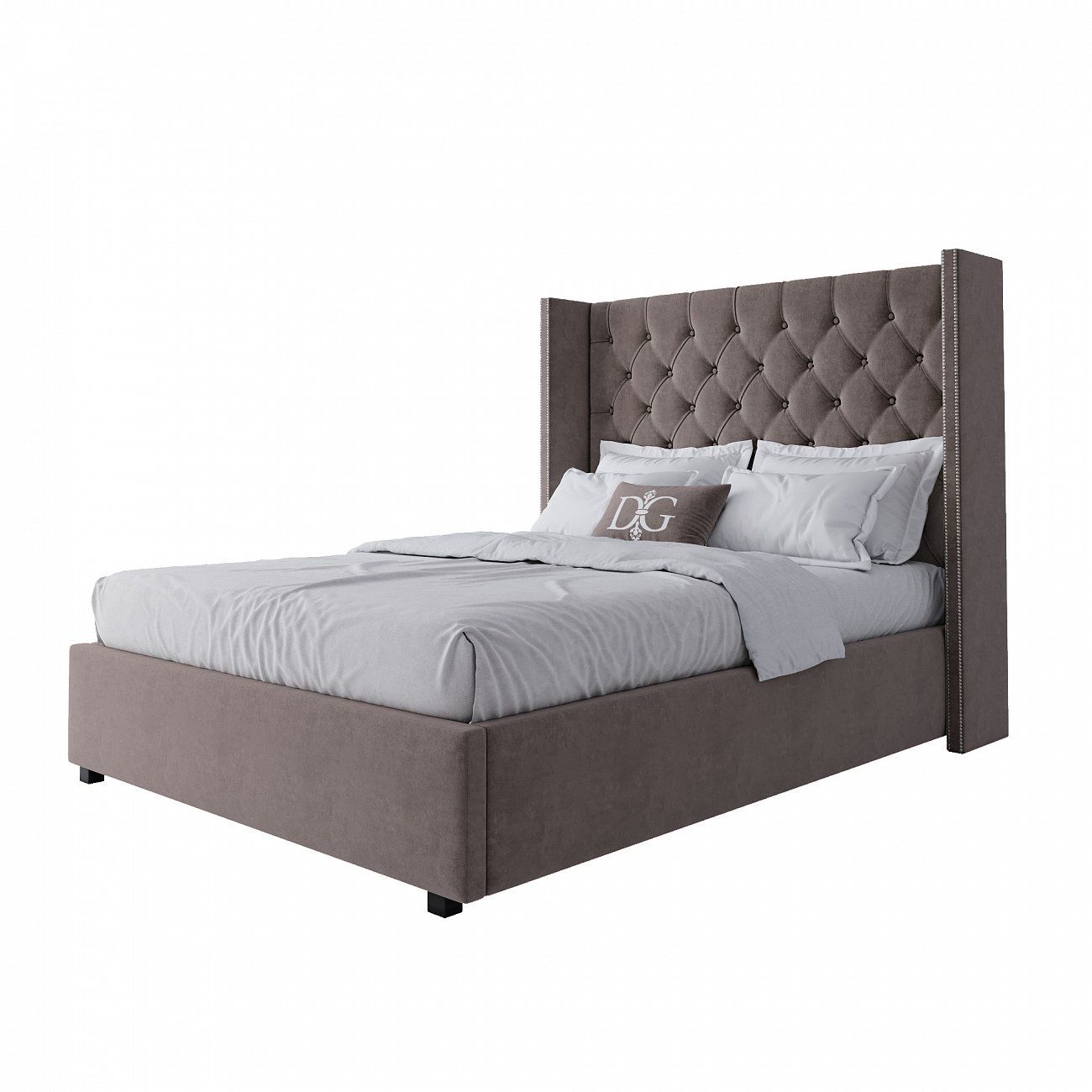 Semi-double teenage bed with carnations 140x200 cm gray-brown Wing