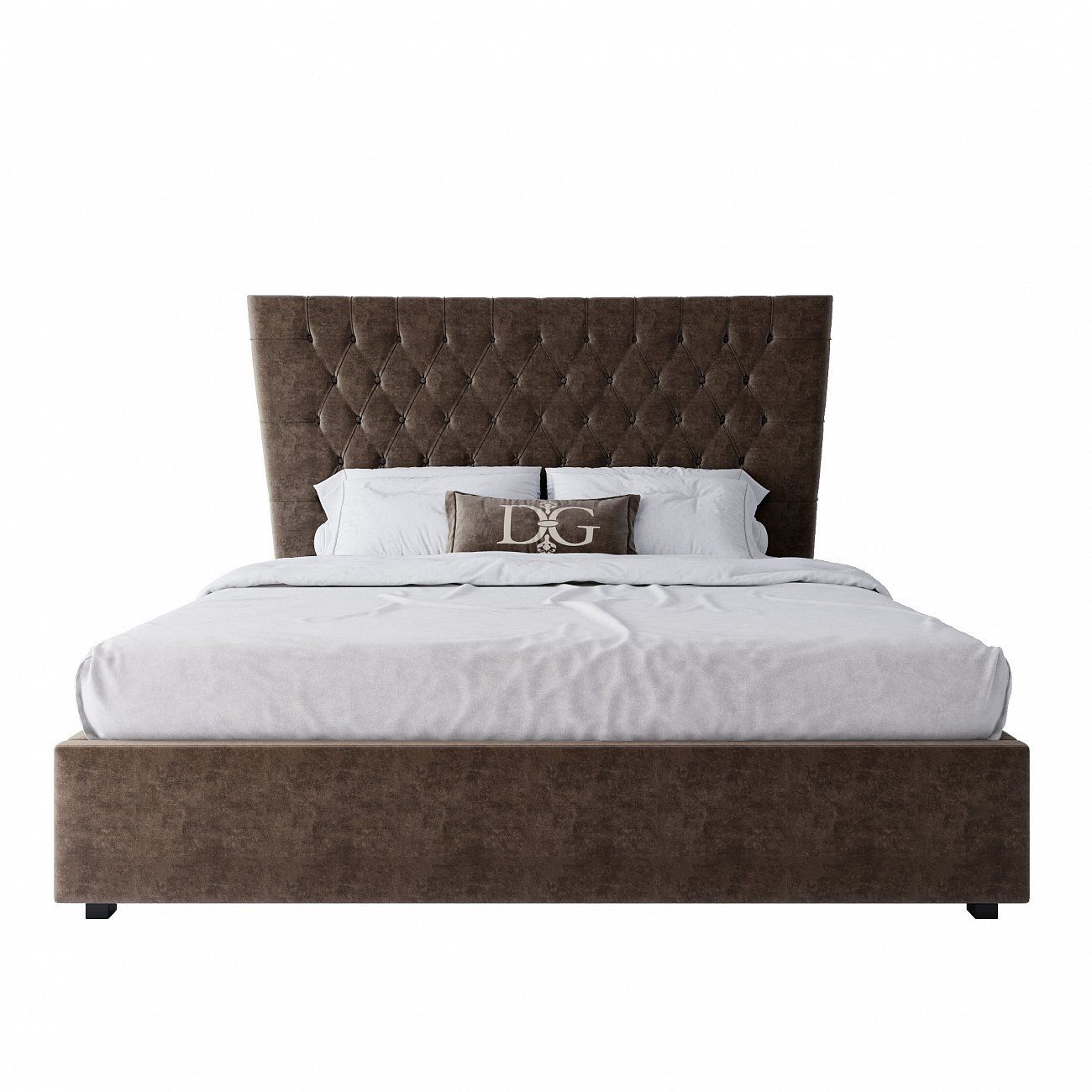 Double bed 180x200 brown velour QuickSand