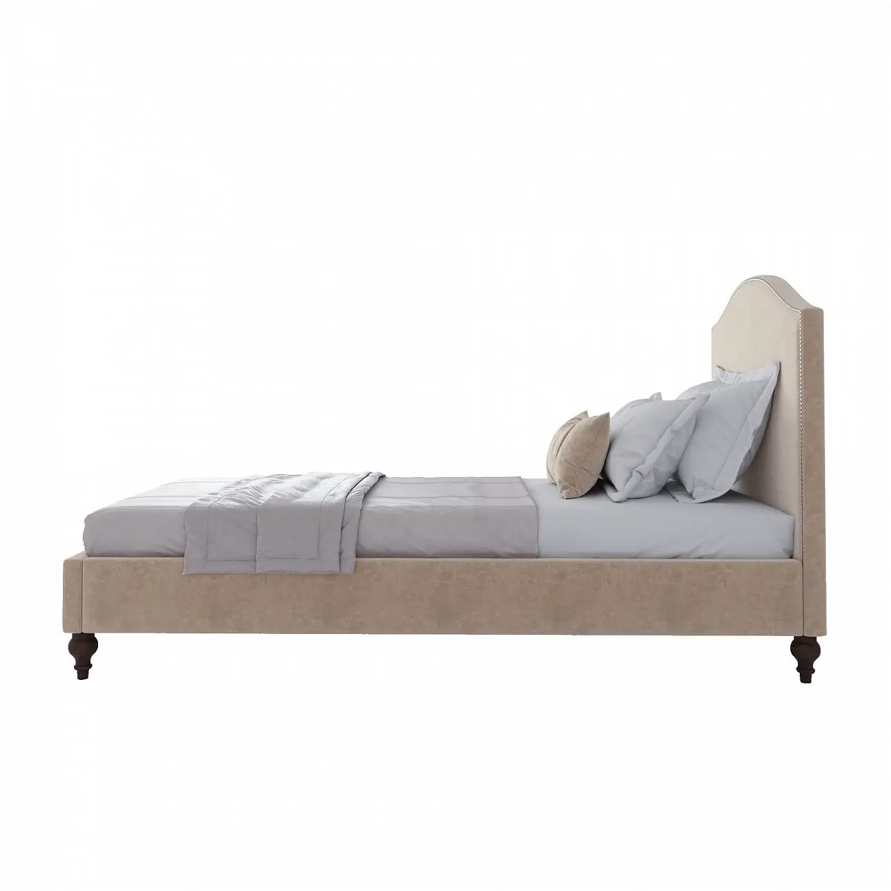 Single bed with upholstered headboard 90x200 cm beige-pink Fleurie