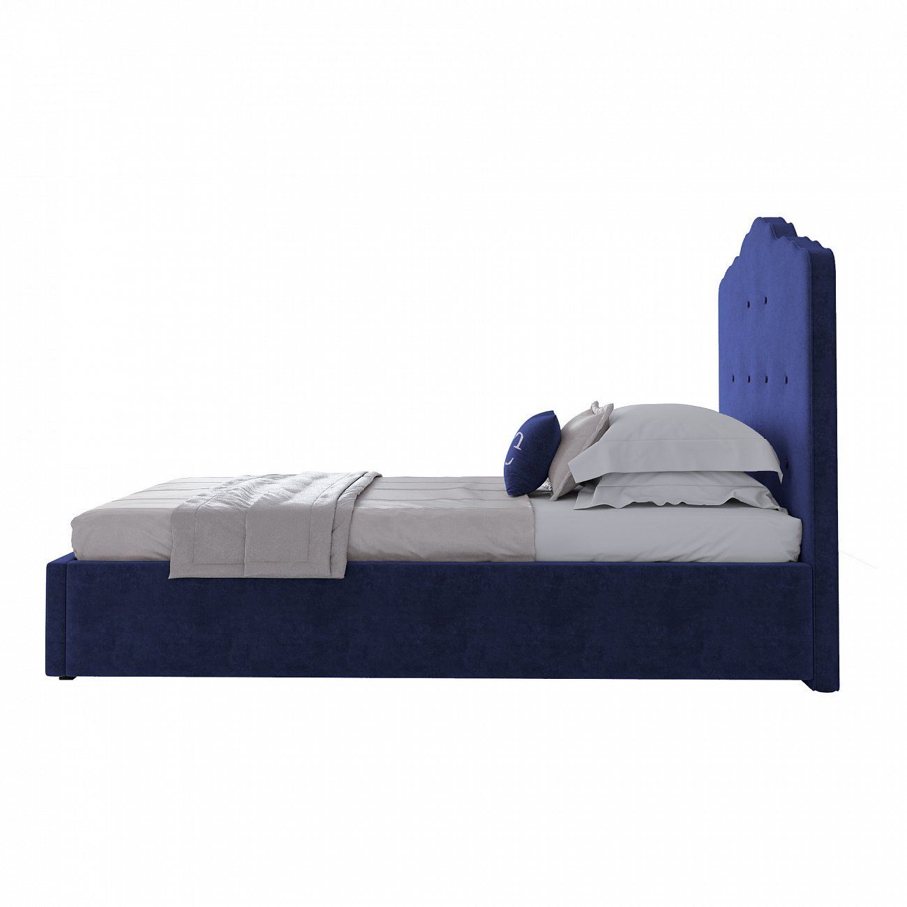 Single bed 90x200 Palace velour blue P