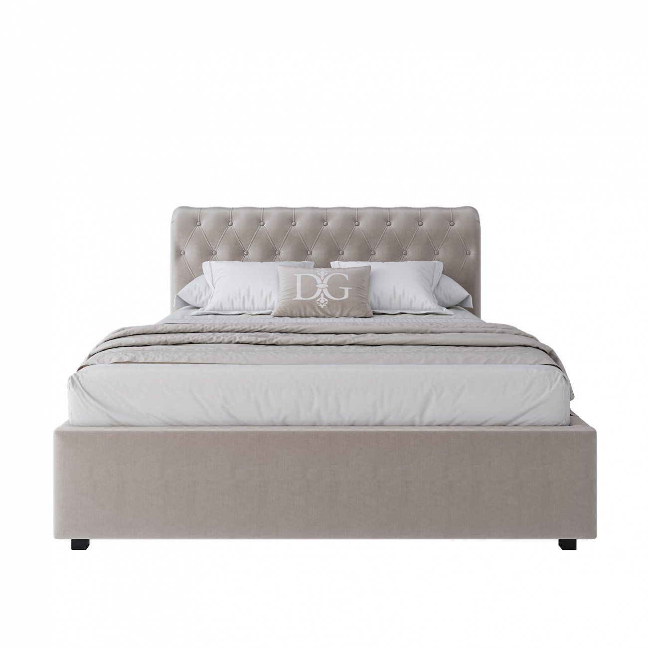 Teenage bed with a soft backrest 140x200 light beige Sweet Dreams
