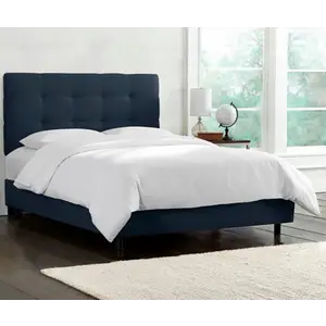 Double bed with upholstered backrest 180x200 blue Alice Tufted Blue