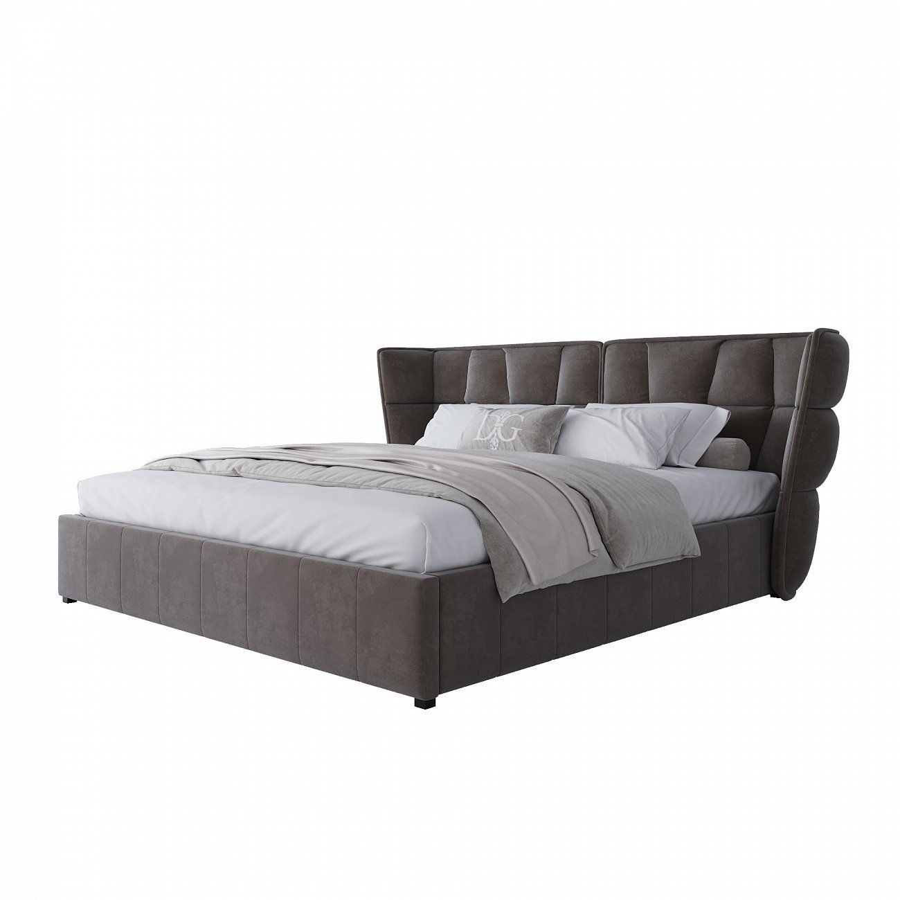 Double bed 200x200 cm grey Husk