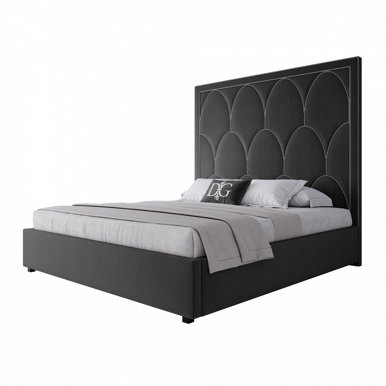 Double bed 180x200 black Petals Queen