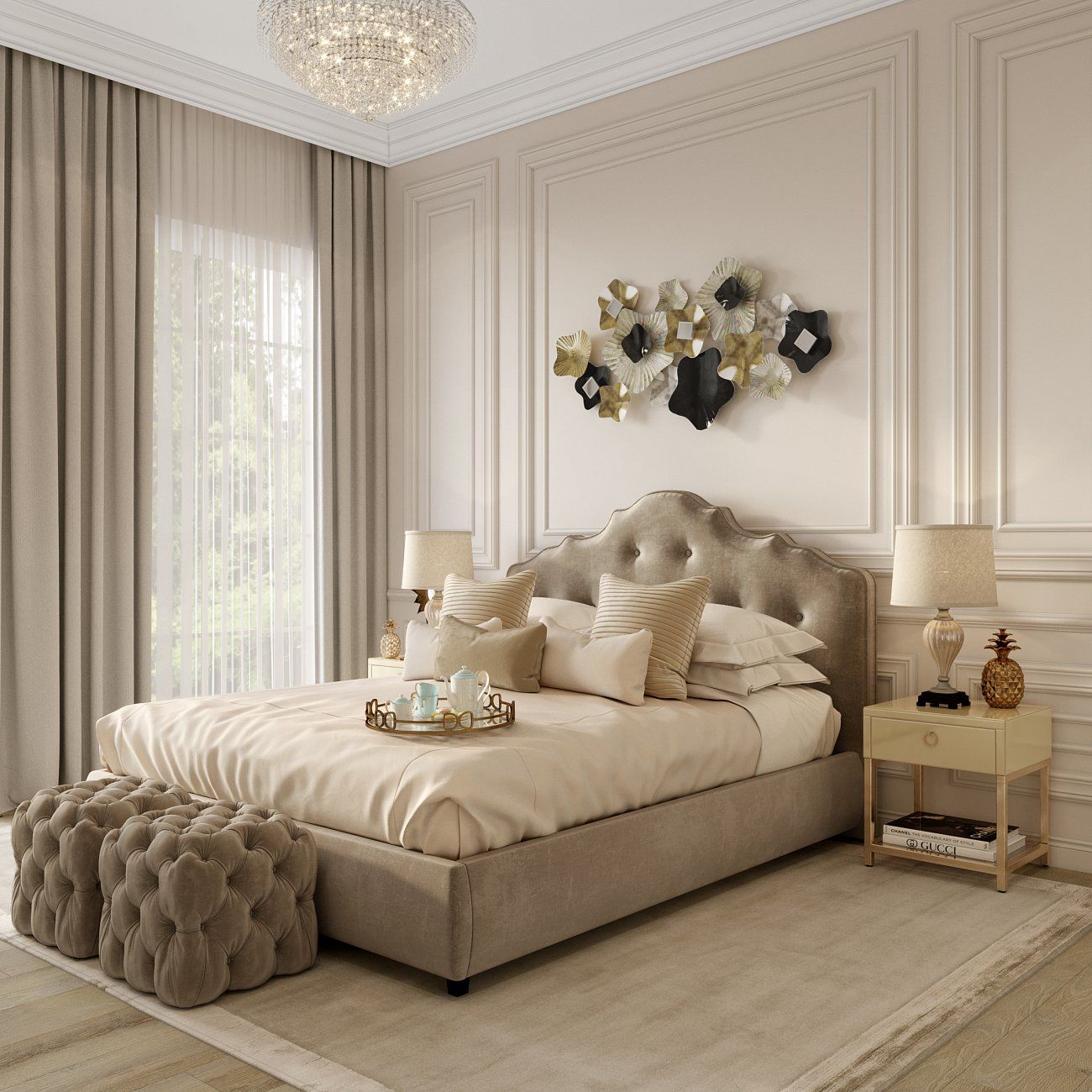 Euro 200x200 cm grey-brown Palace bed