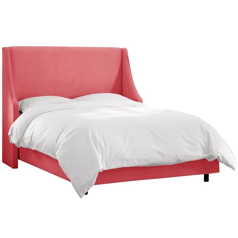 Кровать двуспальная 160х200 см розовая Davis Wingback Dusty Rose