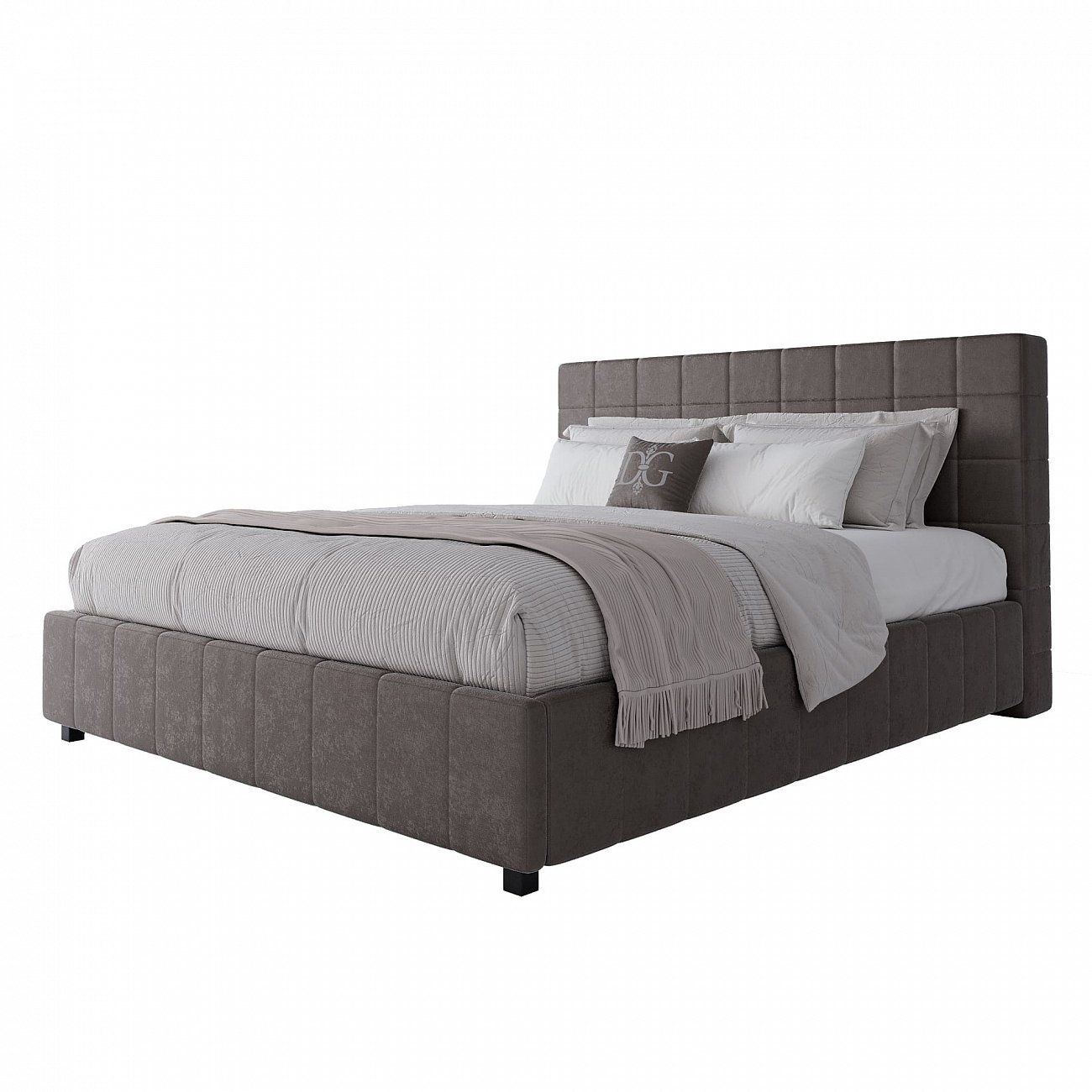 Double bed 180x200 cm gray-brown Shining Modern