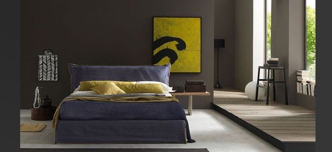 Кровать односпальная с мягким изголовьем 90х200 см синяя Pretty Big Chic