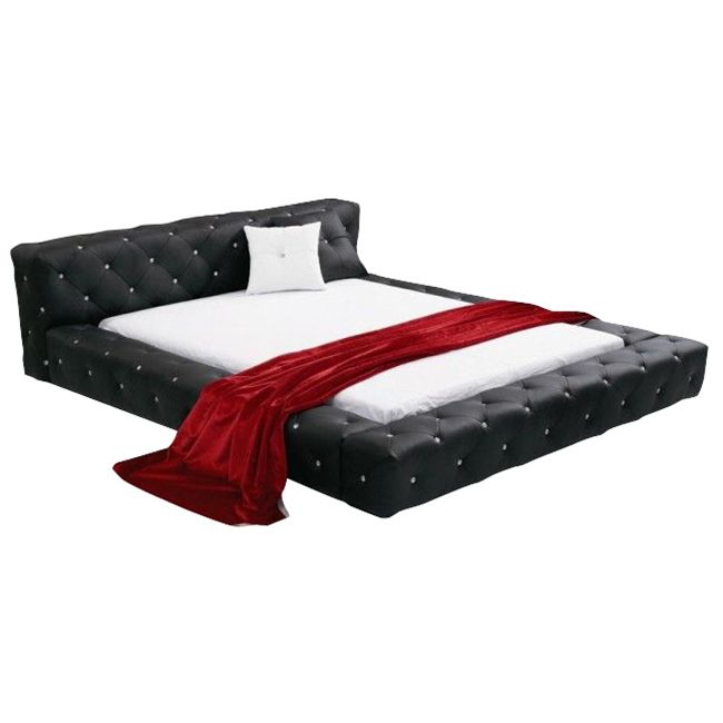 Double bed with upholstered headboard 160x200 cm black Kassandra