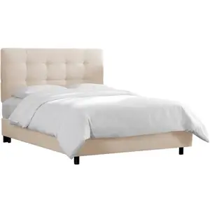 Double bed with a padded backrest 160x200 cm white Alice Tufted Talc