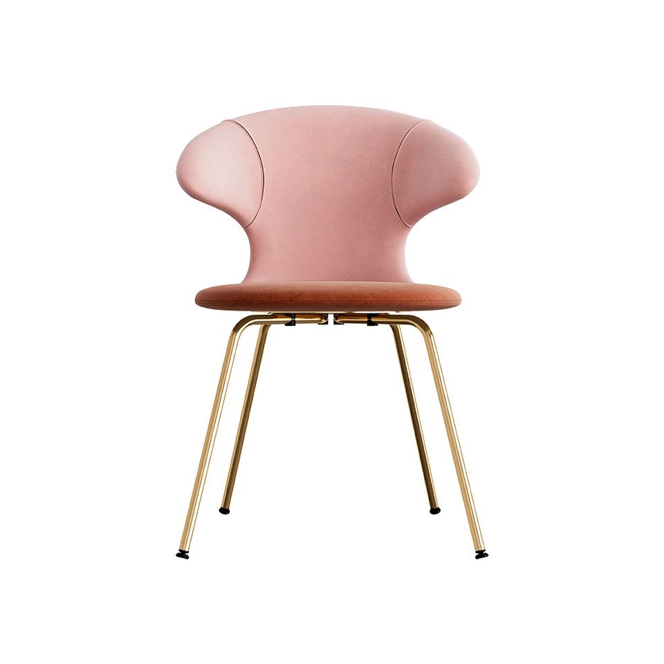 Time Flies chair, legs brass, upholstery velour/ polyester brown/pink