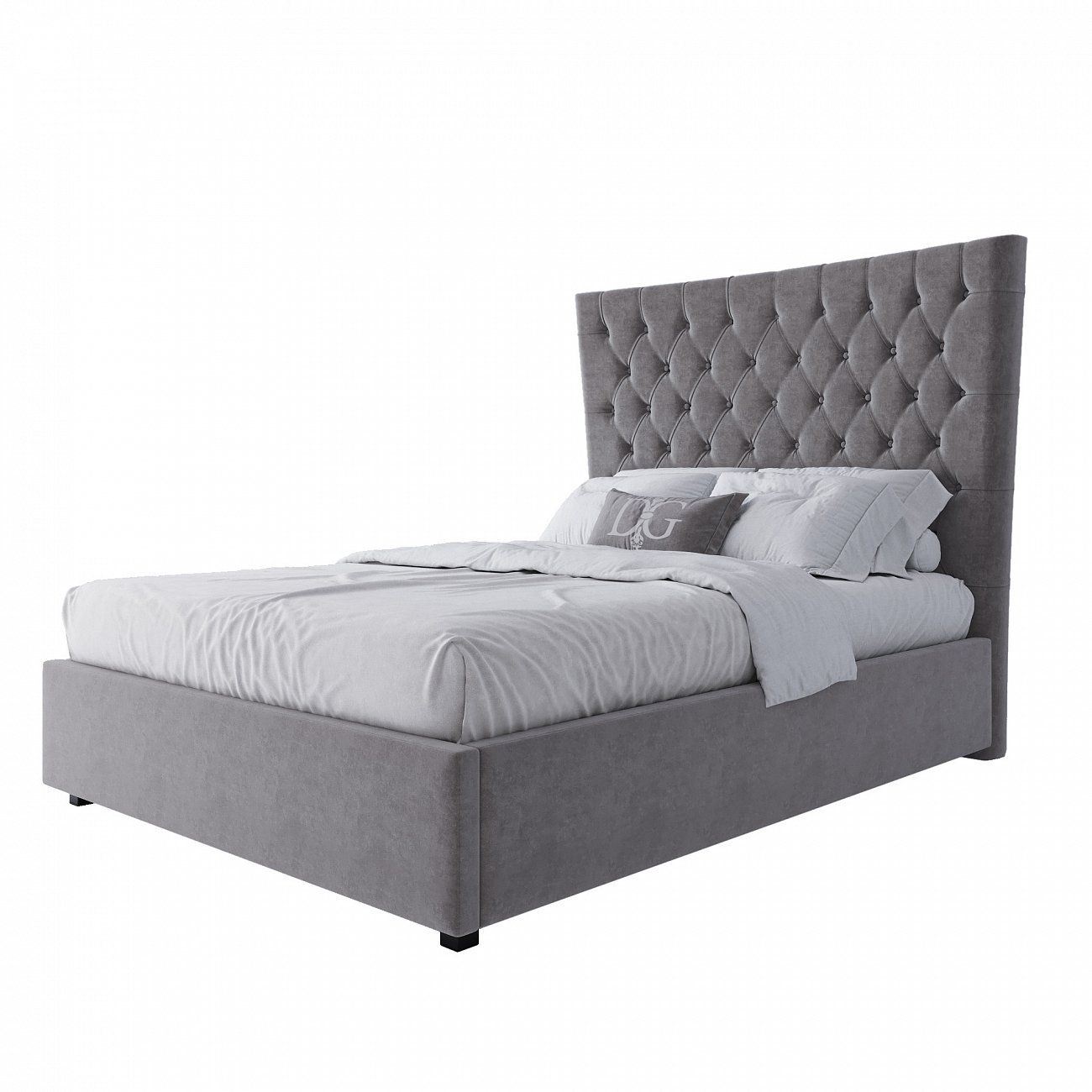 Teenage bed with a soft headboard 140x200 cm brown-gray QuickSand