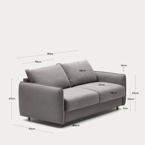 Carlota 2-местный диван-кровать из синели серого цвета 140 см