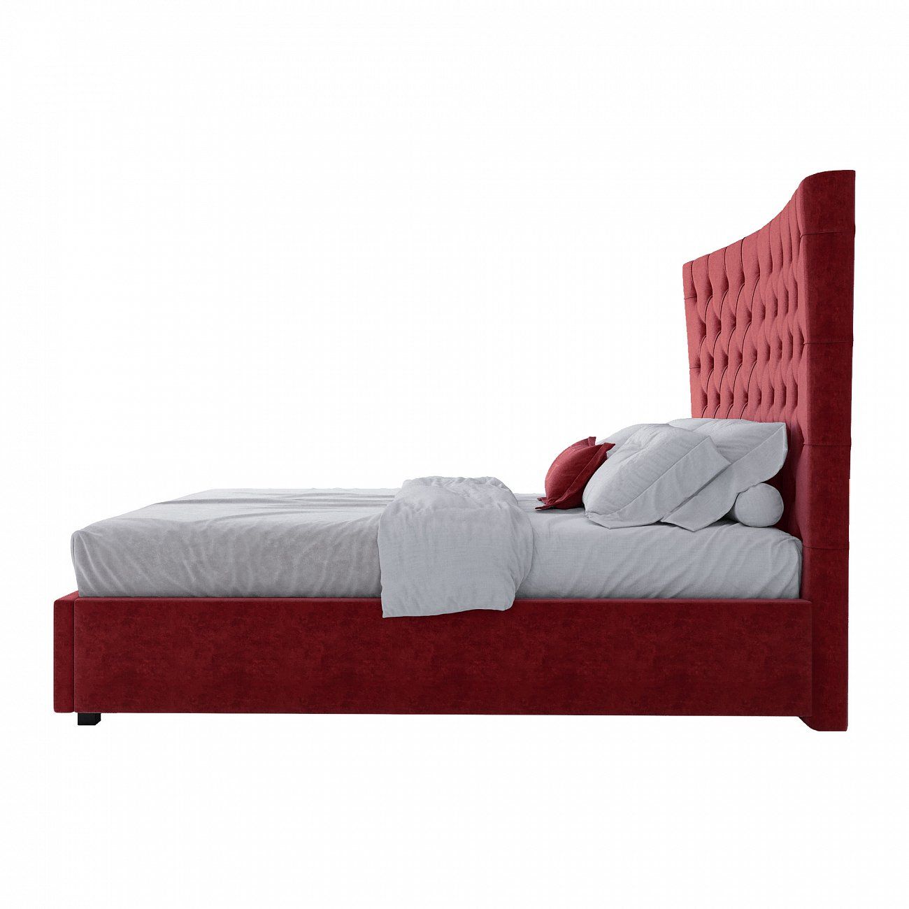 Кровать подростковая с каретной стяжкой 140х200 см красная QuickSand
