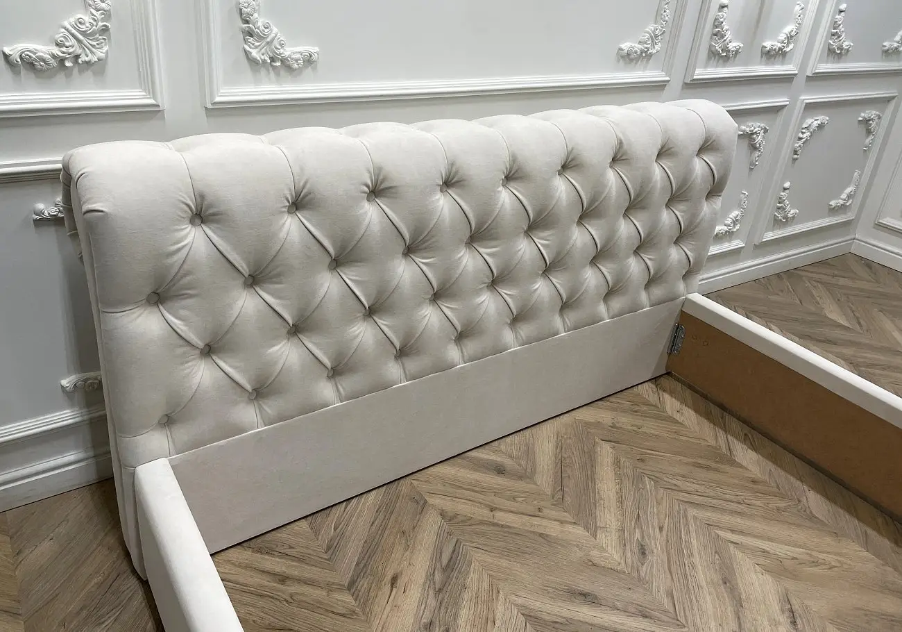 Double bed with upholstered headboard 180x200 cm light beige Sweet Dreams