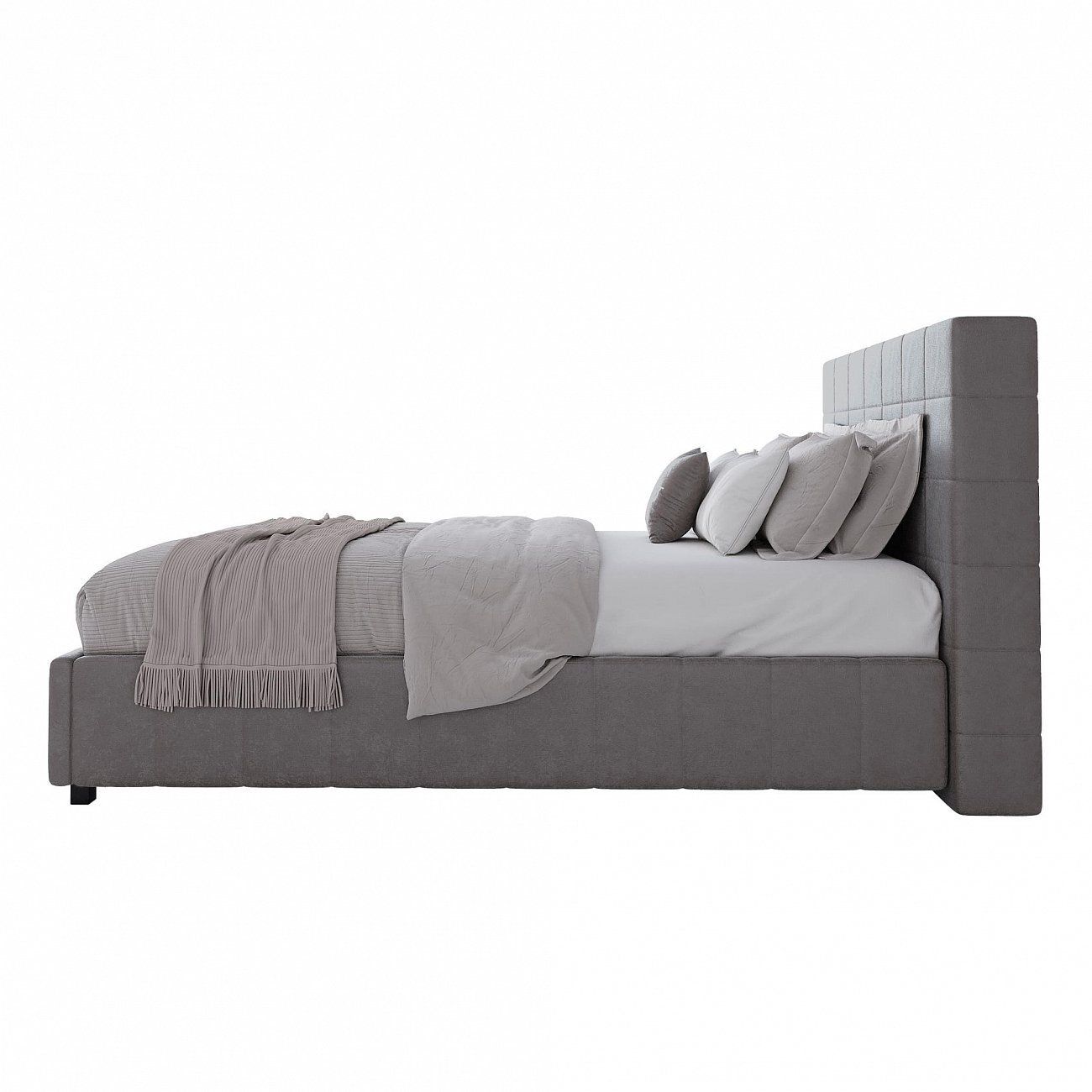 Кровать подростковая с мягкой спинкой 140х200 см серо-бежевая Shining Modern