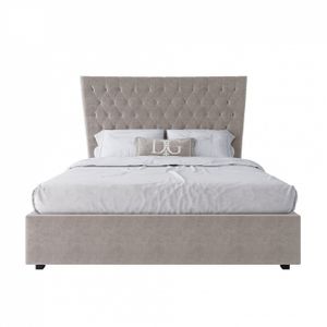 Кровать двуспальная с мягким изголовьем 160х200 см светло-бежевая QuickSand