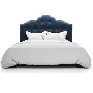 Кровать двуспальная с мягкой спинкой 160х200 темно-синяя Annabelle